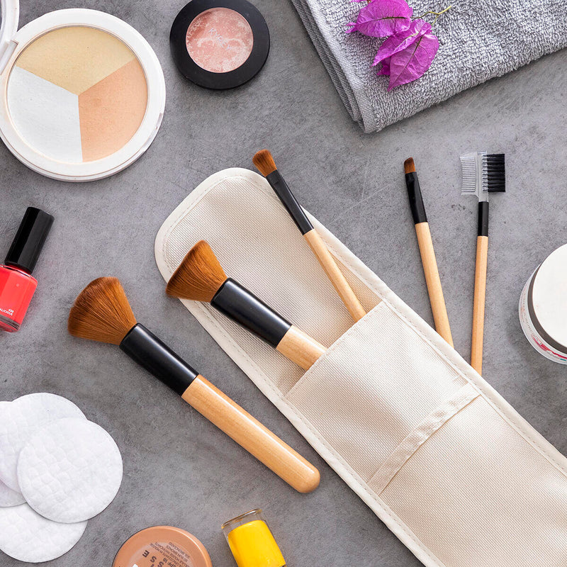 O Segredo para uma Maquilhagem Perfeita! Conjunto de 5 Pincéis com Funda